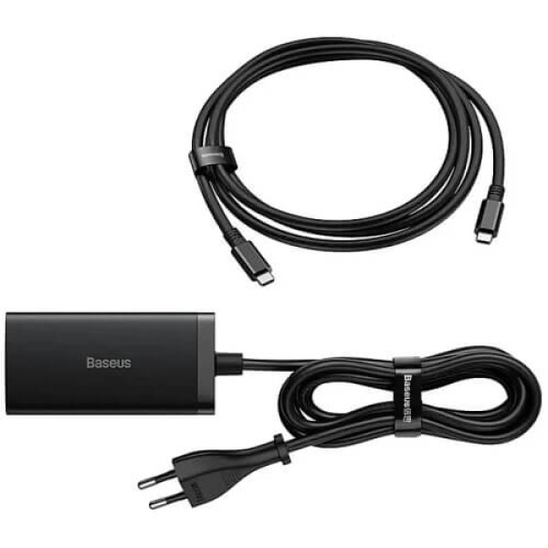 Сетевое зарядное устройство Baseus GaN5 Pro Desktop Fast Charger USB + 2USB-C + HDMI 67W with 1.5m power cord (with Type-C to Type-C cable) (CCGP110201) Black