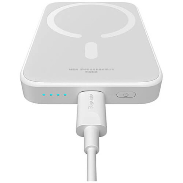 Внешний аккумулятор Baseus Magnetic Mini Air Wireless Fast Charge 6000mAh 20W с кабелем Stellar White (P10059002223-00)