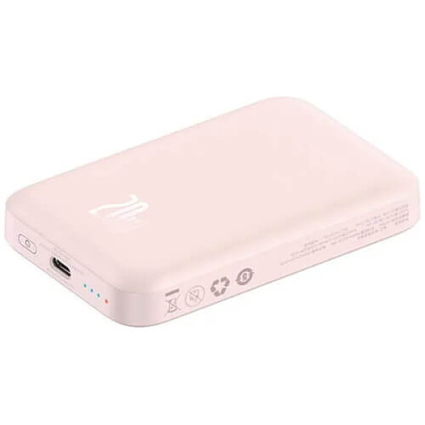 Внешний аккумулятор Baseus Magnetic Mini Wireless Fast Charge Power Bank 6000mAh 20W Pink (PPCX130004)