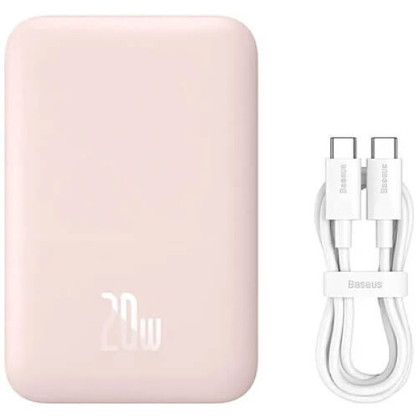 Внешний аккумулятор Baseus Magnetic Mini Wireless Fast Charge Power Bank 6000mAh 20W Pink (PPCX130004)