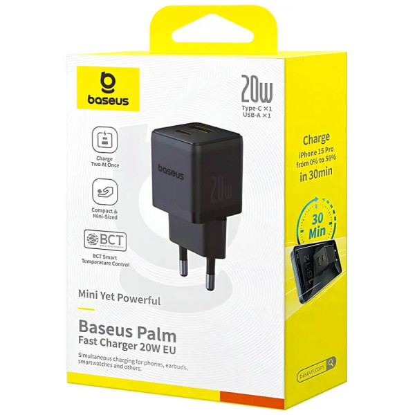 Сетевое зарядное устройство Baseus Palm Fast Charger 20W Black (P10111608113-00)