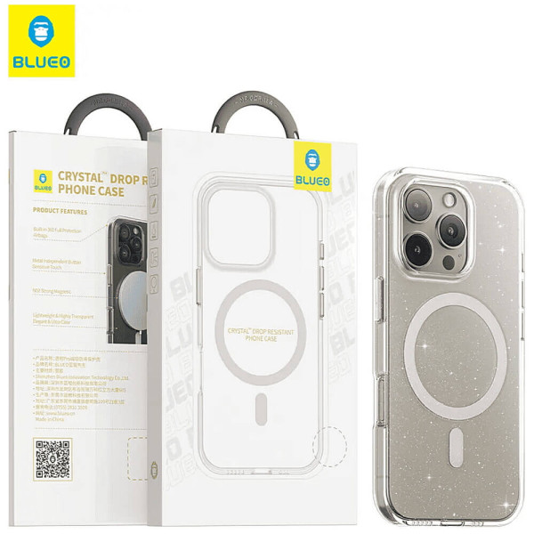 Чехол Blueo Crystal Drop PRO Resistance Case for iPhone 16 with MagSafe Glitter Transparent (B41)