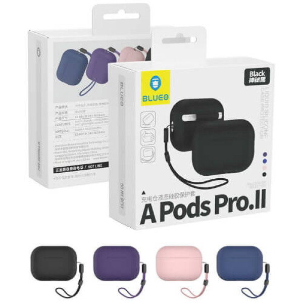 Чехол для наушников Blueo Liquid Silicone Case Airpods Pro 2 Black (P010-BLK)