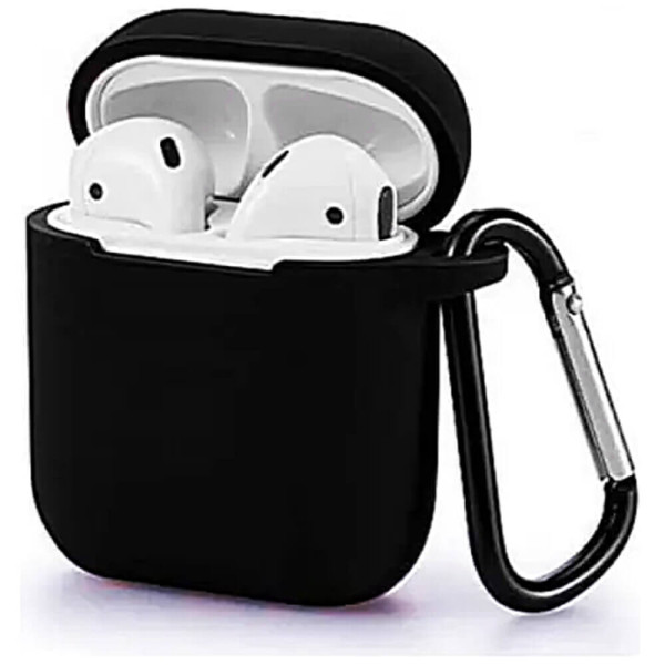 Чехол для наушников Blueo Liquid Silicon+Metal Hook Case for AirPods Black