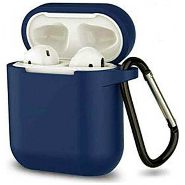 Чехол для наушников Blueo Liquid Silicon+Metal Hook Case for AirPods Midnight Blue