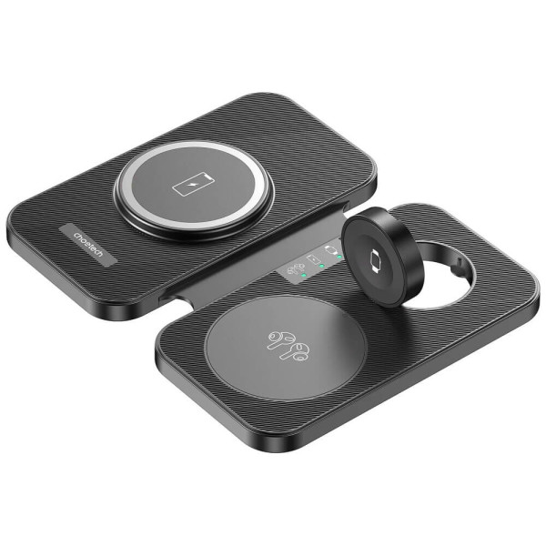 Беспроводное зарядное устройство Choetech 3 in 1 Foldable Travel Charger Pad Black (T616-F-BK)