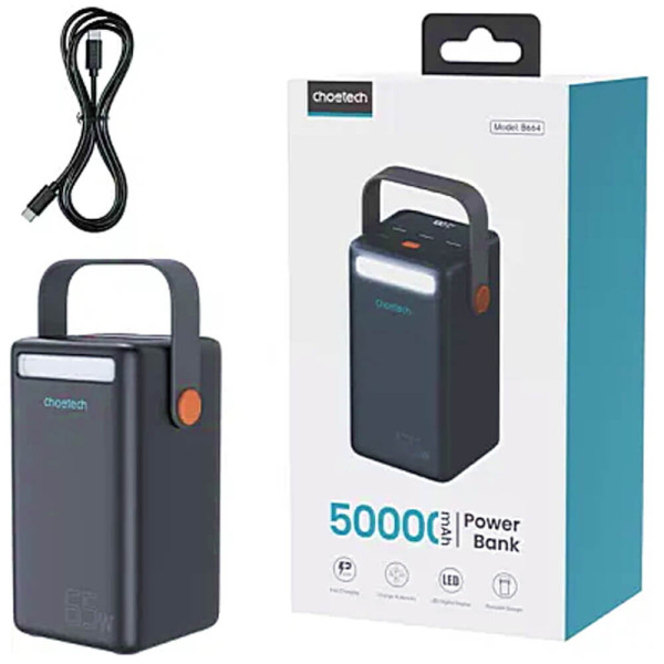 Внешний аккумулятор Choetech 50000mAh 65W Black (B664)