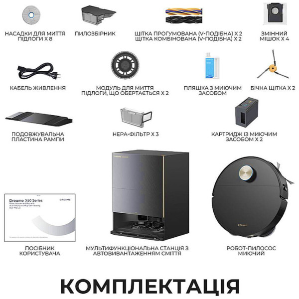Робот-пылесос с влажной уборкой Dreame X60 Ultra Complete Black (RLX87DE-bl)