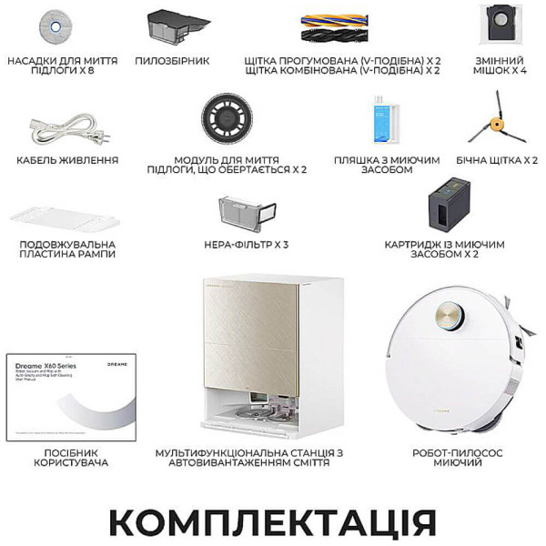 Робот-пылесос с влажной уборкой Dreame X60 Ultra Complete White (RLX87DE-wh) ГАРАНТИЯ 12 мес.