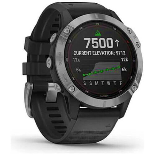 Смарт-часы Garmin Fenix 6 Solar Silver with Black Band (010-02410-00) ГАРАНТИЯ 3 мес.