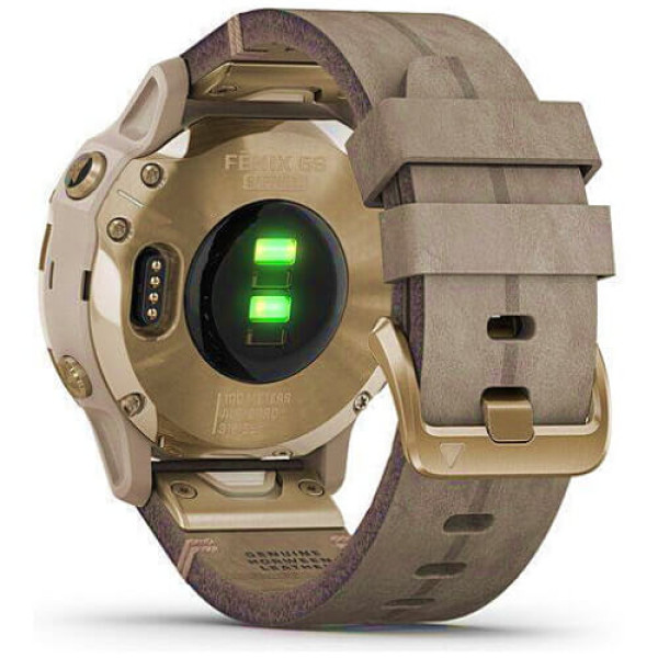 Смарт-часы Garmin Fenix 6S Sapphire Light Gold with Shale Grey Leather Band (010-02159-40) ГАРАНТИЯ 12 мес.