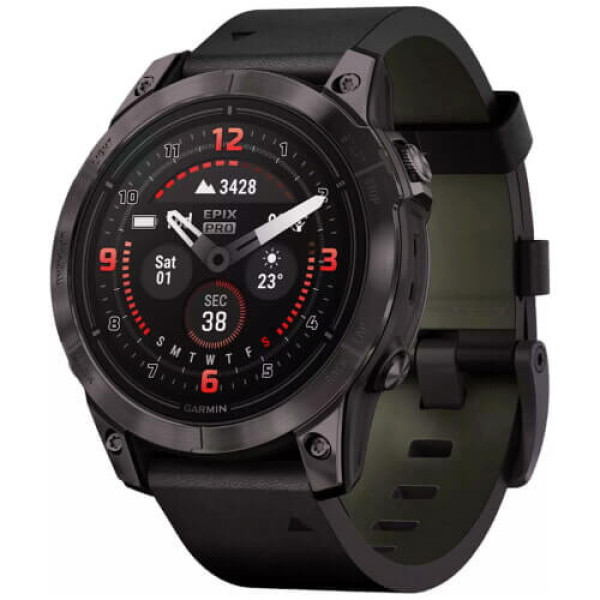 Смарт-часы Garmin Epix Pro Gen 2 Sapphire 47mm Carbon G. DLC Tit. with B. Leather Band (010-02803-30) ГАРАНТИЯ 12 мес.