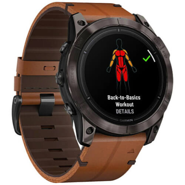 Смарт-часы Garmin Epix Pro Gen 2 Sapphire 51mm Carbon G. DLC Tit. with Chestnut L. Band (010-02804-30) ГАРАНТИЯ 3 мес.