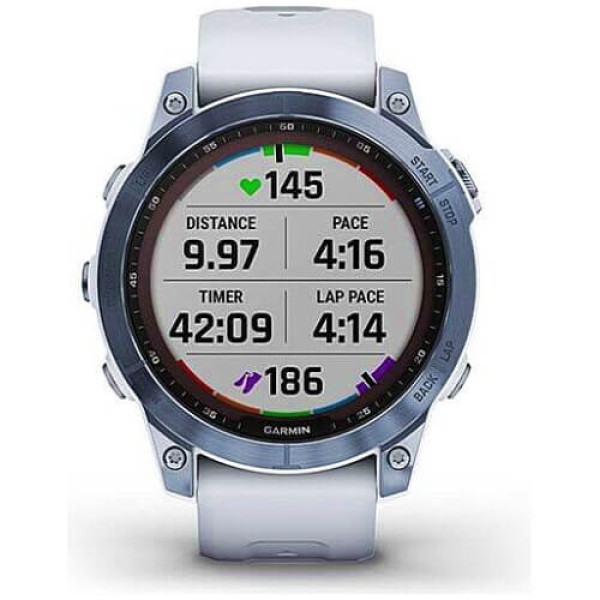 Смарт-часы Garmin Fenix 7 Sapphire Solar Mineral Blue DLC Titanium with Whitestone Band (010-02540-24/25) ГАРАНТИЯ 3 мес.