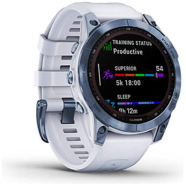 Смарт-часы Garmin Fenix 7 Sapphire Solar Mineral Blue DLC Titanium with Whitestone Band (010-02540-24/25) ГАРАНТИЯ 12 мес.