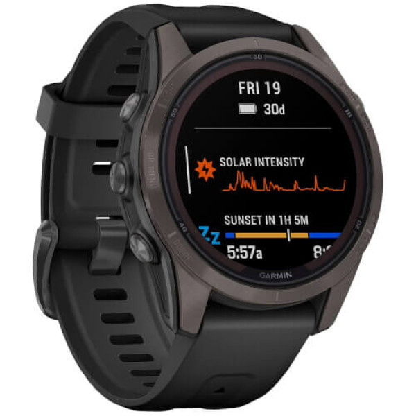 Смарт-часы Garmin Fenix 7S Pro Sapphire Solar Carbon G. DLC Tit. with Black Band (010-02776-10/11) ГАРАНТИЯ 3 мес.