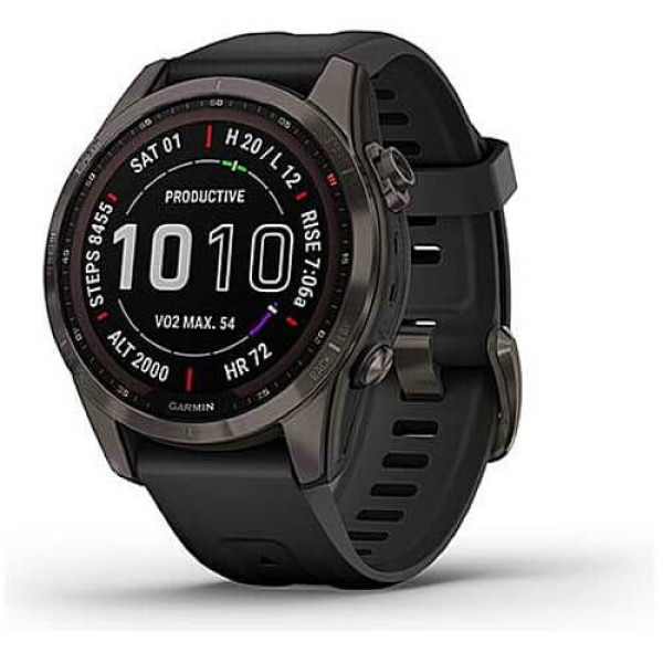 Смарт-часы Garmin Fenix 7S Sapphire Solar Carbon Grey DLC Titanium with Black Band (010-02539-25) ГАРАНТИЯ 3 мес.