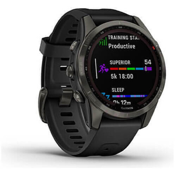 Смарт-часы Garmin Fenix 7S Sapphire Solar Carbon Grey DLC Titanium with Black Band (010-02539-25) ГАРАНТИЯ 3 мес.