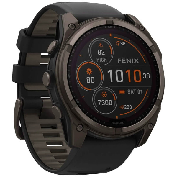 Смарт-часы Garmin Fenix 8 47mm Solar Sapphire Carbon Gray DLC Titanium w. Black/Pebble Gray S. Band (010-02906-10/11) ГАРАНТИЯ 12 мес.