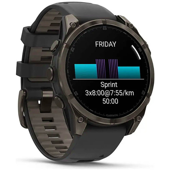 Смарт-часы Garmin Fenix 8 47mm AMOLED S Carbon Gray DLC Titanium w. Black/Pebble Gray S. Band (010-02904-20/21) ГАРАНТИЯ 3 мес.