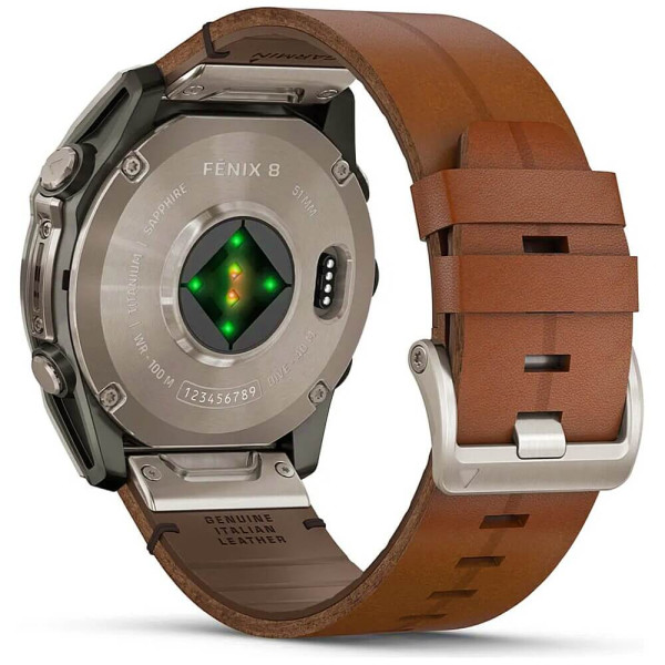 Смарт-часы Garmin Fenix 8 51mm AMOLED Sapphire Carbon grey DLC w. Chestnut Leather Band (010-02905-40) ГАРАНТИЯ 3 мес.