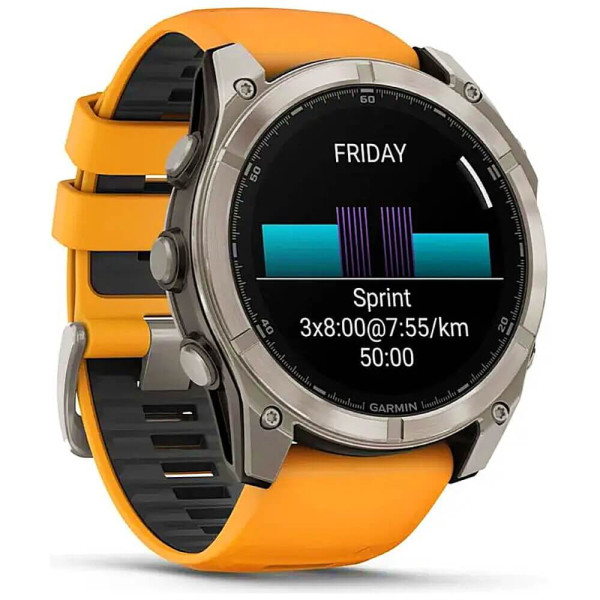 Смарт-часы Garmin Fenix 8 51mm AMOLED S Titanium w. Spark Orange/Graphite Silicone Band (010-02905-10/11) ГАРАНТИЯ 12 мес.