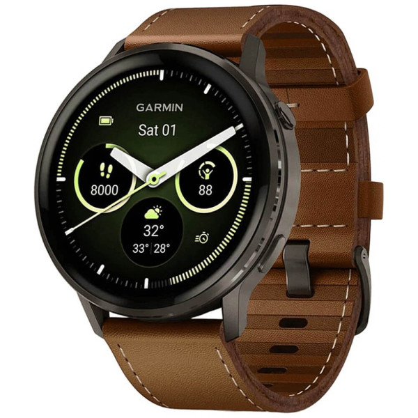 Смарт-часы Garmin Venu 4 45 mm Slate with Brown Leather Band (010-03014-03) ГАРАНТИЯ 12 мес.