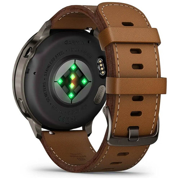 Смарт-часы Garmin Venu 4 45 mm Slate with Brown Leather Band (010-03014-03) ГАРАНТИЯ 3 мес.