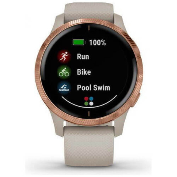 Смарт-часы Garmin Venu Rose Gold Stainless Steel Bezel with Light Sand Silicone Band (010-02173-21) ГАРАНТИЯ 3 мес.