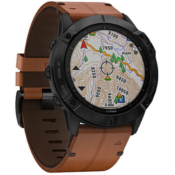 Смарт-часы Garmin Fenix 6X Pro Sapphire Black DLC with Chestnut Leather Band (010-02157-14) ГАРАНТИЯ 3 мес.
