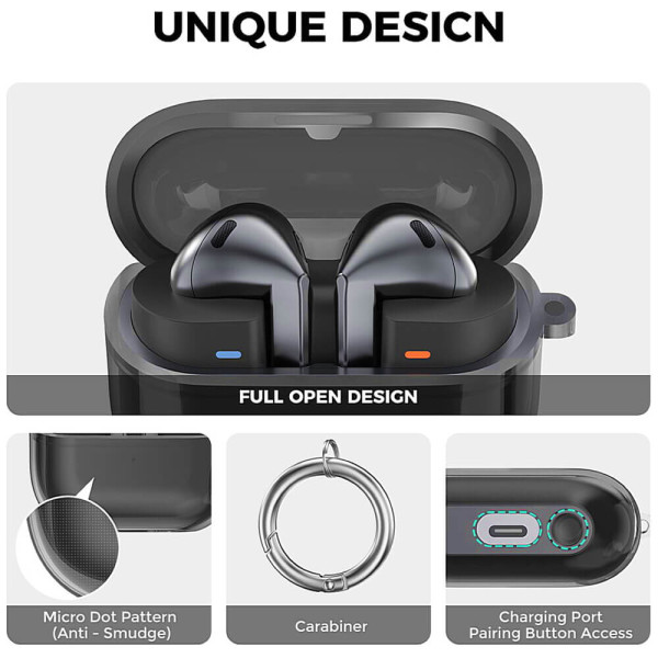 Чехол AhaStyle Transparent TPU Case for Samsung Galaxy Buds 3 FE/3/3 Pro Black (WG162-CBK-CH)