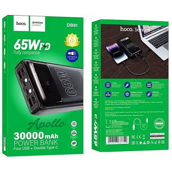 Внешний аккумулятор Hoco DB81 Apollo 30000mAh 65W Black