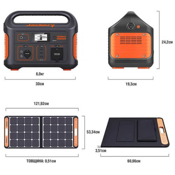 Зарядное устройство на солнечной батарее Jackery Explorer 500 + SolarSaga 100W