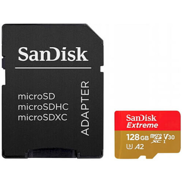 Карта памяти Micro SDXC SanDisk 128Gb Extreme V30 A2 Class 10 UHS-I U3 (SDSQXAA-128G-GN6AA)