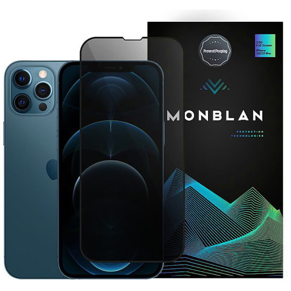 Защитное стекло Monblan для iPhone 12/12 Pro 2.5D Anti Peep 0.26mm (black)