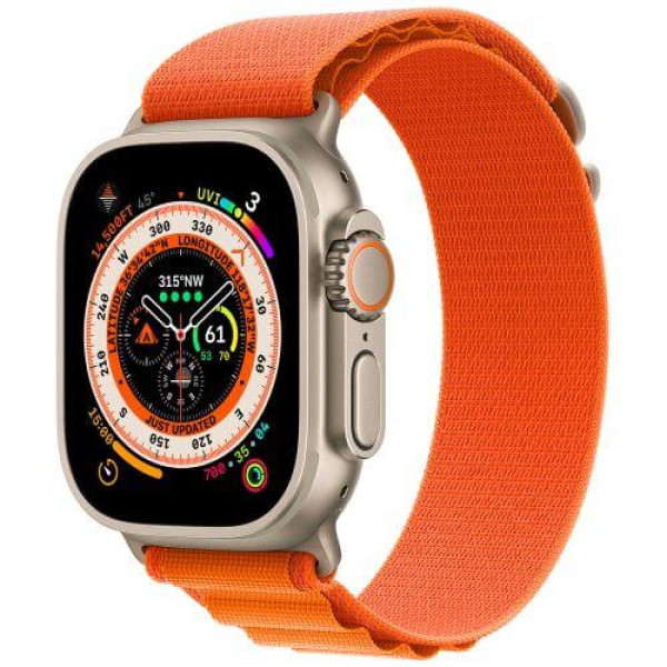 Apple Watch Ultra Titanium Case with Orange Alpine Loop - Large (MQEV3/MQFM3)