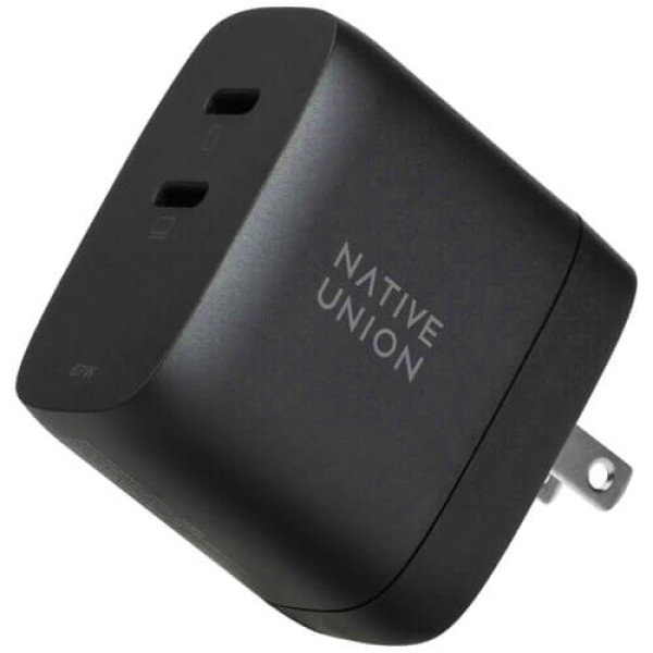 Сетевое зарядное устройство Native Union Fast GaN Charger PD 67W Dual USB-C Port Black (FAST-PD67-BLK-INT)