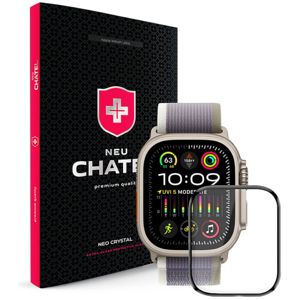 Защитное стекло NEU Chatel Corning Gorilla HD Glass Protector for Apple Watch Ultra 1/2/3 49mm Black