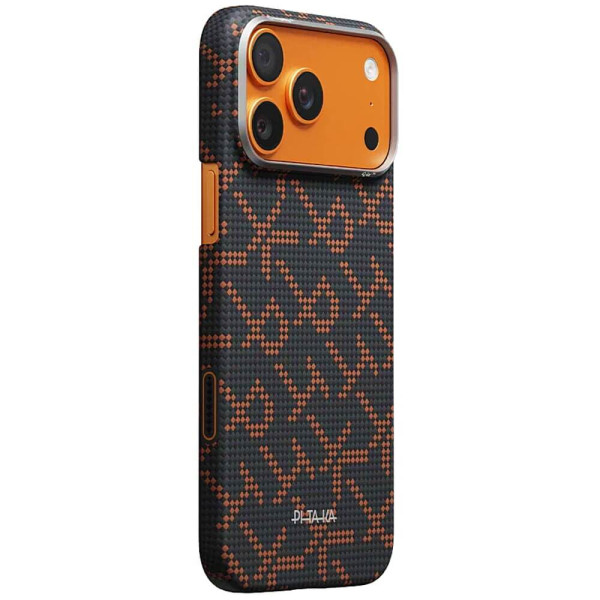Чехол Pitaka Edge Ultra-Slim Case Monogram Black/Orange for iPhone 17 Pro Max (KI1704PTKP)