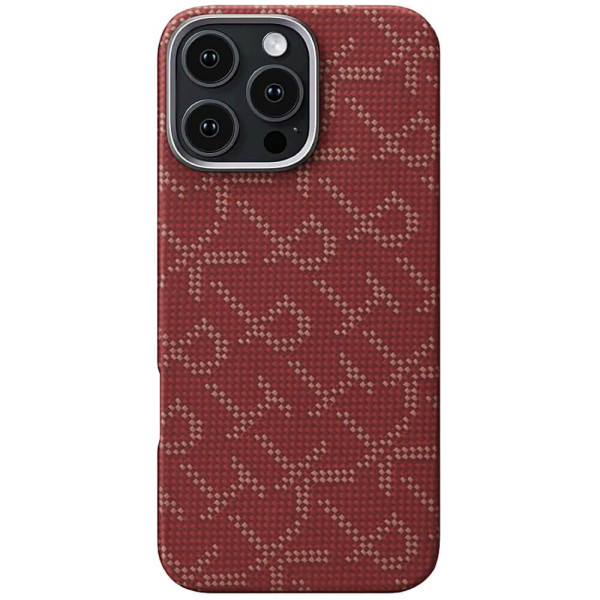 Чехол-накладка Pitaka Tactile Woven Case Monogram Red/Gold for iPhone 16 Pro (KI1602PTK)