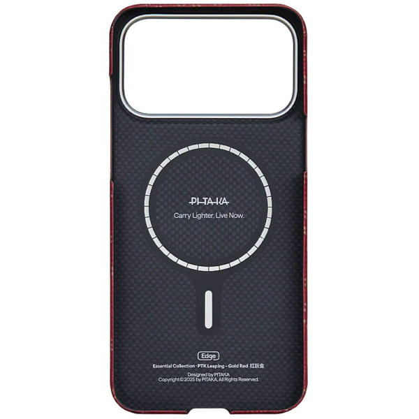 Чехол Pitaka Ultra-Slim Case Monogram Red/Gold for iPhone 17 Pro Max (KI1702PTKP)
