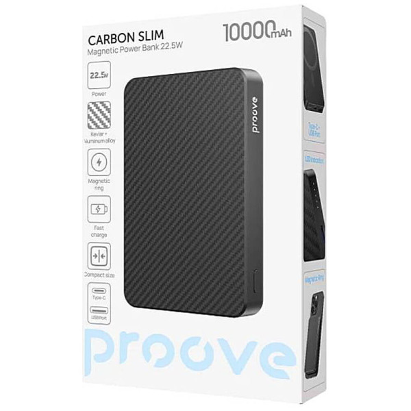 Внешний аккумулятор Proove Carbon Slim 10000mAh 22.5W/Qi 15W Black (PBCS22110001)