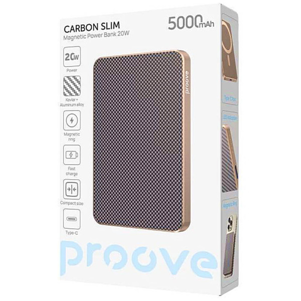 Внешний аккумулятор Proove Carbon Slim 5000mAh 20W/Qi 15W Sunflare (PBCS20010050)