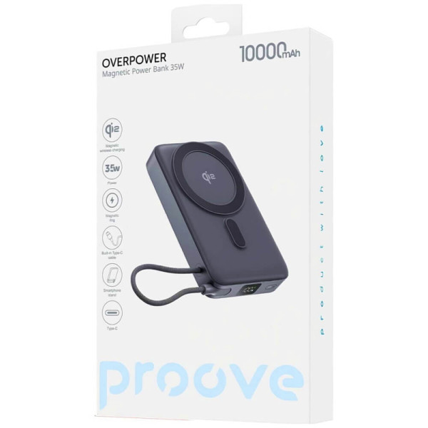Внешний аккумулятор Proove OverPower 10000mAh Qi2 35W Gray (PBOP35012105)