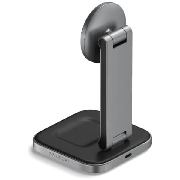 Беспроводное зарядное устройство Satechi 2-in-1 Foldable Qi2 Wireless Charging Stand Space Gray (ST-Q21FM)
