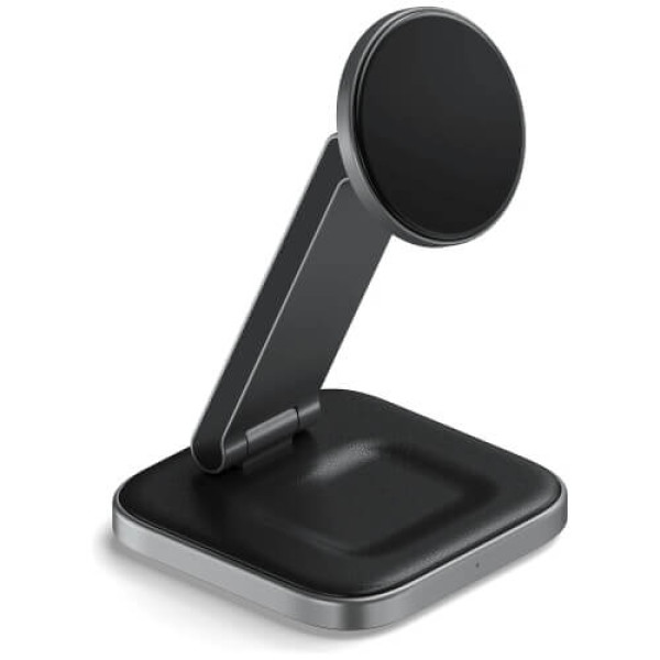 Беспроводное зарядное устройство Satechi 2-in-1 Foldable Qi2 Wireless Charging Stand Space Gray (ST-Q21FM)