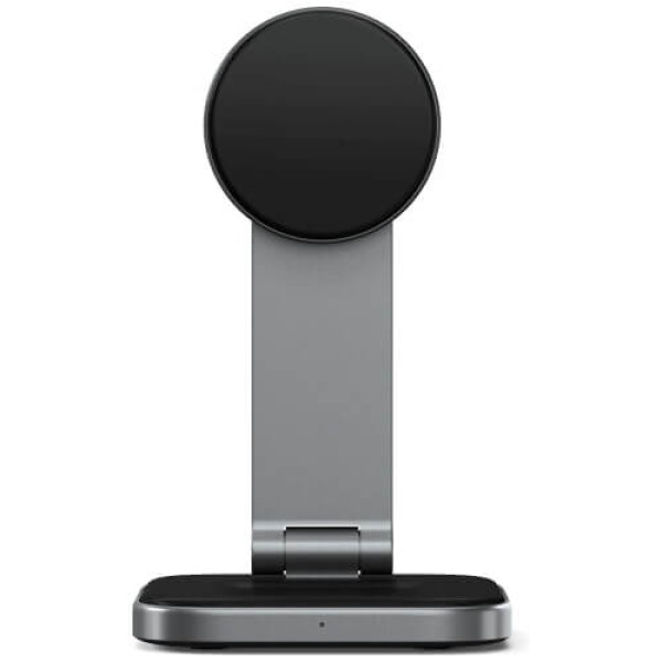 Беспроводное зарядное устройство Satechi 2-in-1 Foldable Qi2 Wireless Charging Stand Space Gray (ST-Q21FM)