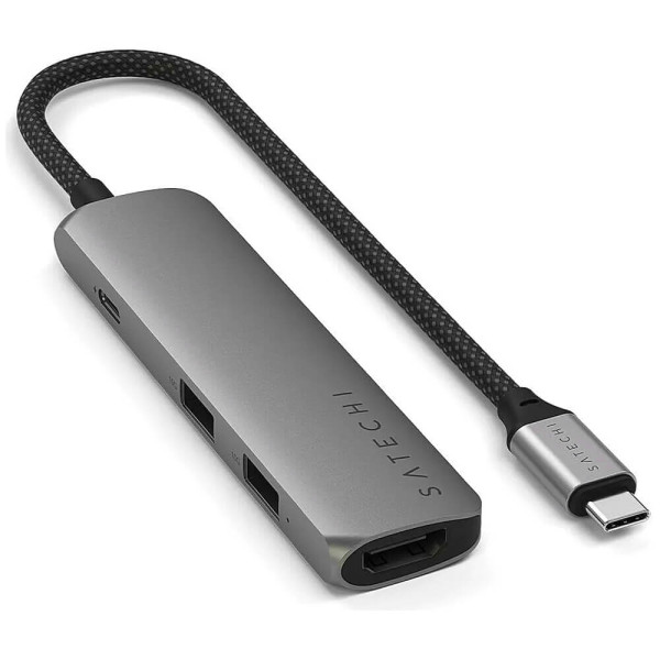 Хаб Satechi 4-in-1 USB-C Slim Multiport 4K Space Grey (ST-P4SM)
