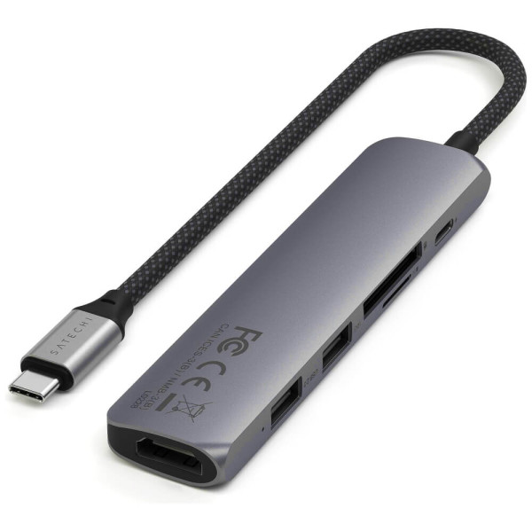 Хаб Satechi 6-in-1 USB-C Slim Multiport Adapter 4K Space Grey (ST-P6SM)