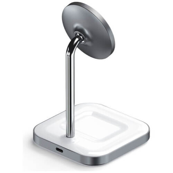 Беспроводное зарядное устройство Satechi Aluminum 2 in 1 Magnetic Wireless Charging Stand Space Grey (ST-WMCS2M)